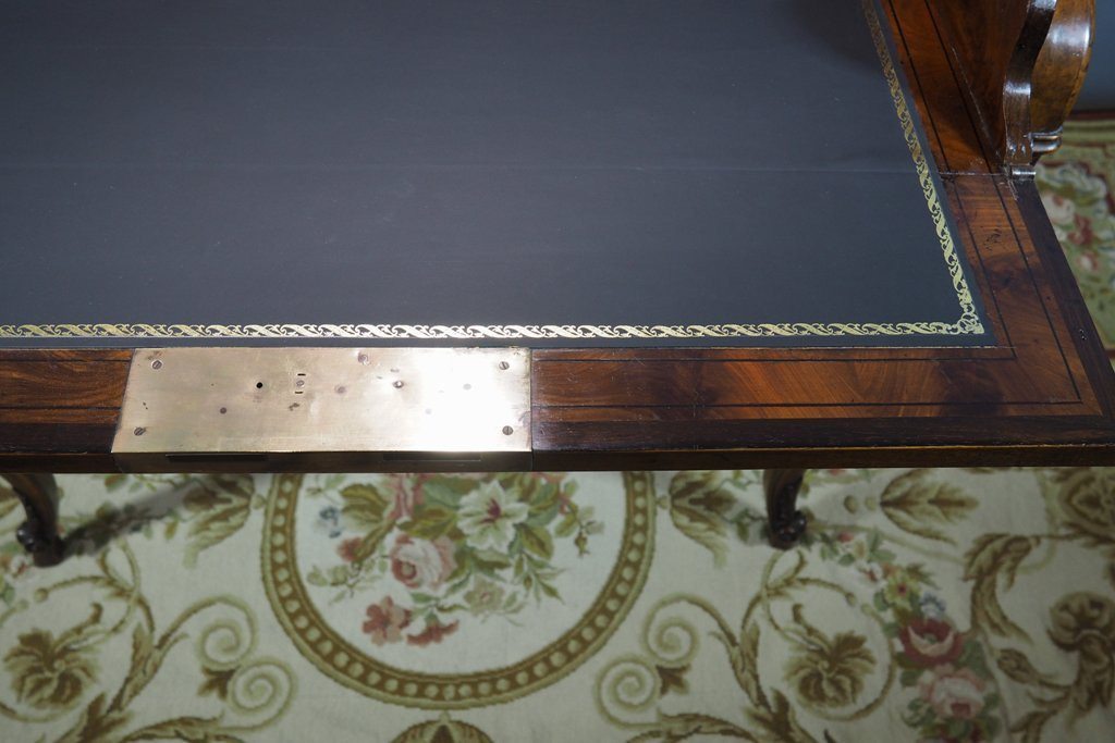 Bureau d’époque Napoléon III, XIX,  avec placage en ronce de noyer et tiroirs secrets-photo-5