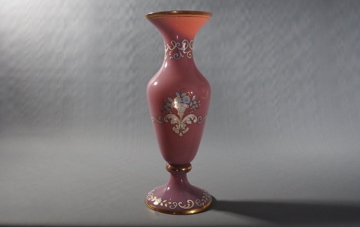 Vase en opaline rose époque Charles X -photo-4