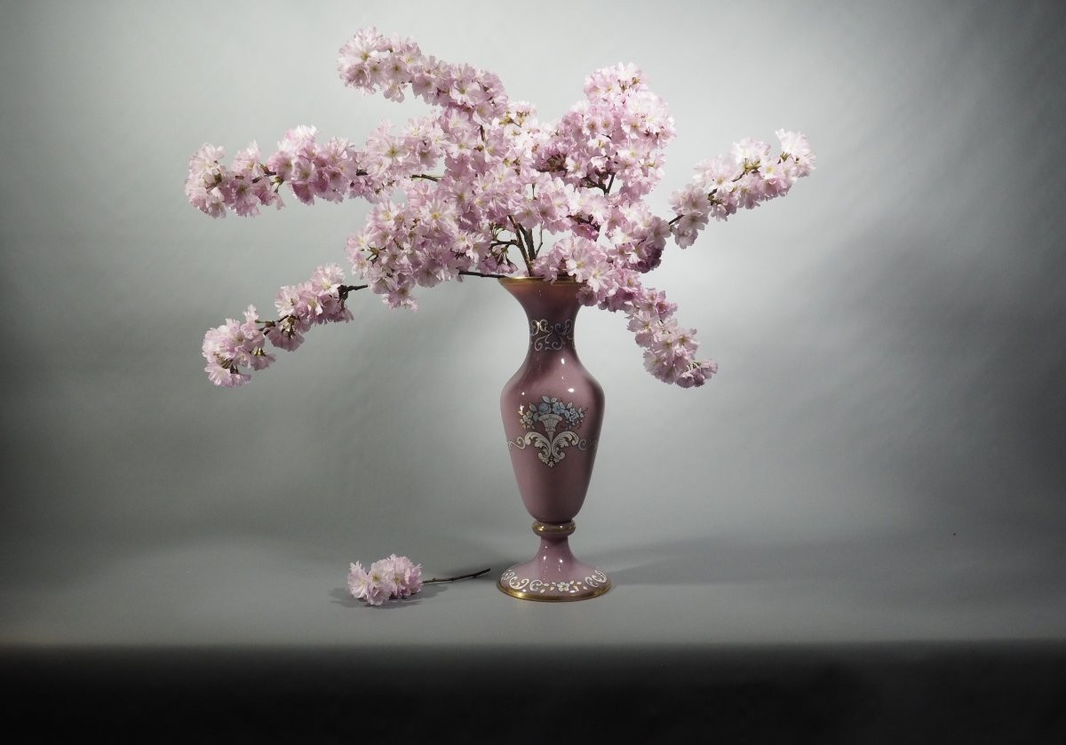 Vase en opaline rose époque Charles X -photo-1