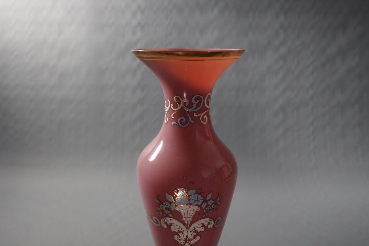 Vase en opaline rose époque Charles X -photo-2