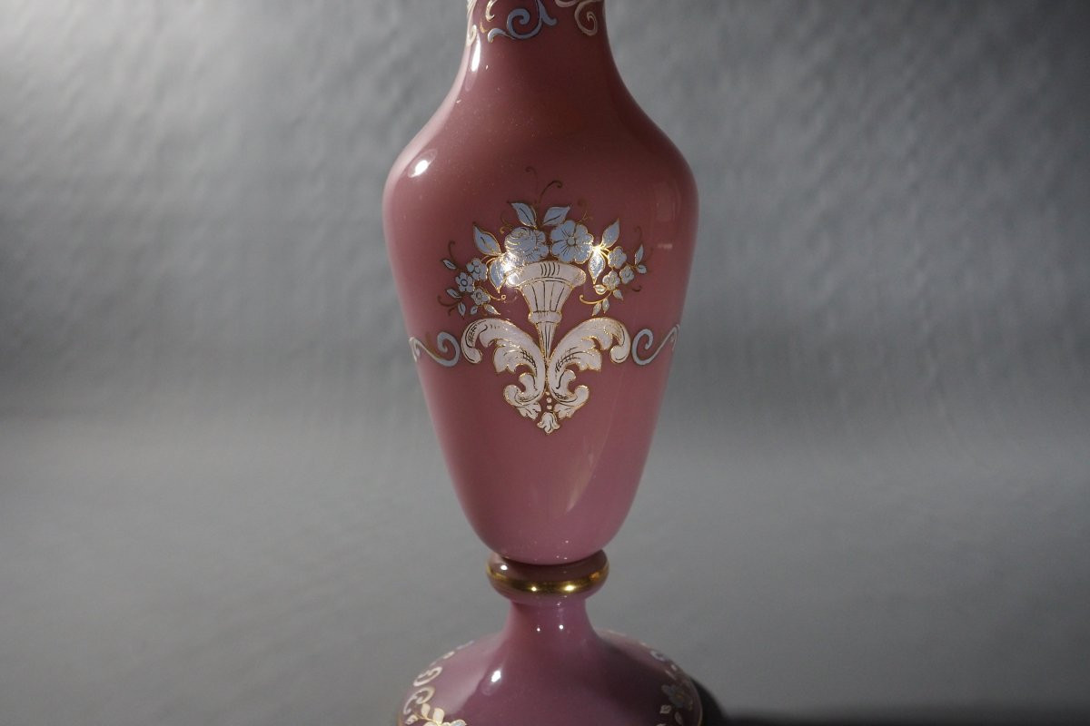 Vase en opaline rose époque Charles X -photo-3