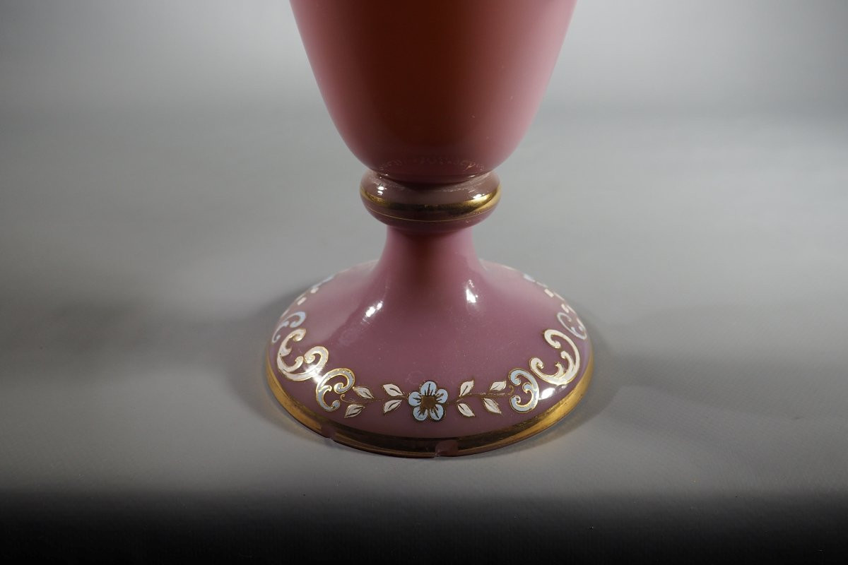 Vase en opaline rose époque Charles X -photo-4