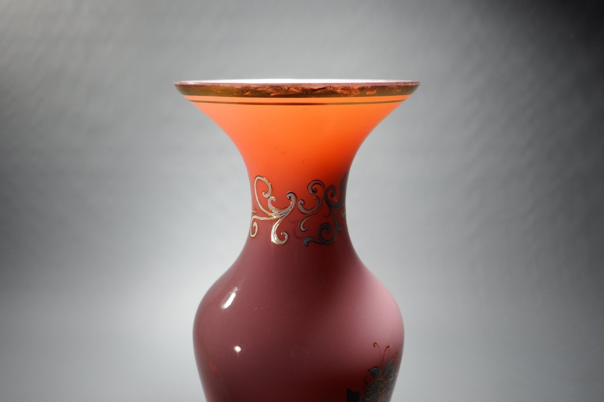Vase en opaline rose époque Charles X -photo-5