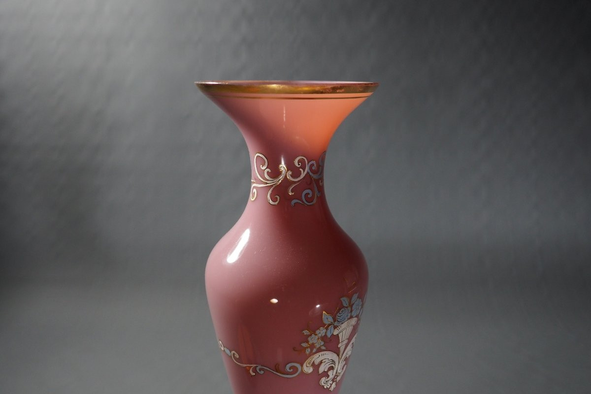 Vase en opaline rose époque Charles X -photo-6