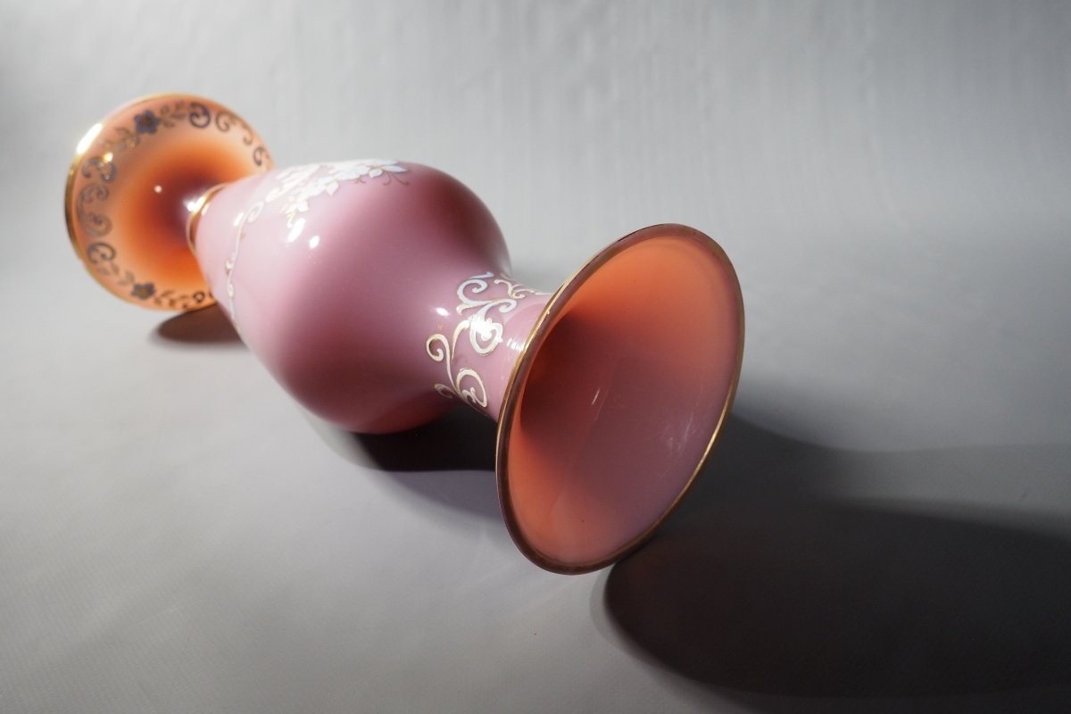 Vase en opaline rose époque Charles X -photo-7