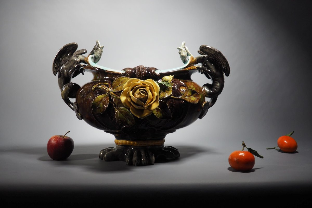 Earthenware Planter, Slip-decorated, Late 19th Century-photo-4