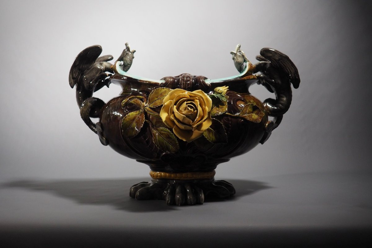 Earthenware Planter, Slip-decorated, Late 19th Century-photo-1