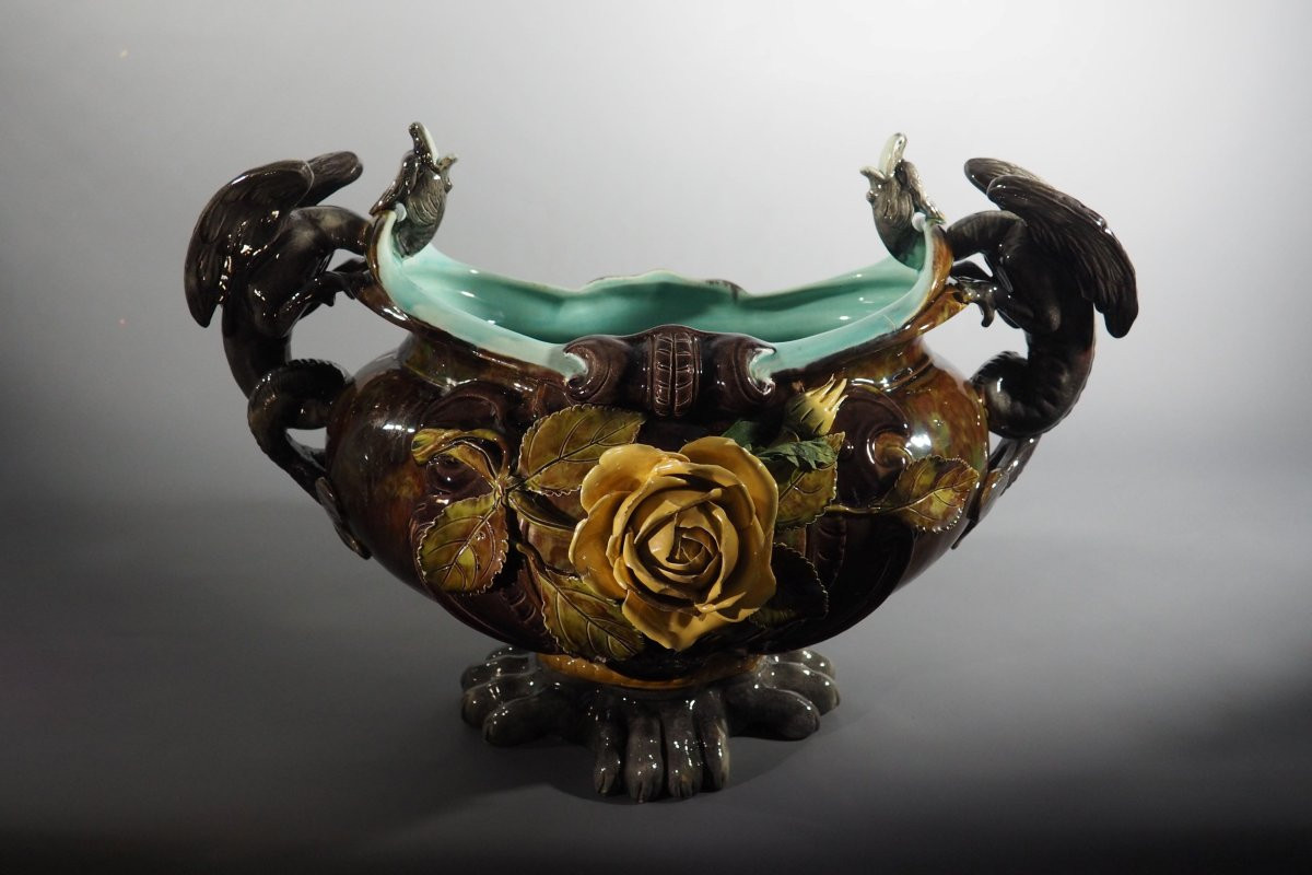 Earthenware Planter, Slip-decorated, Late 19th Century-photo-3