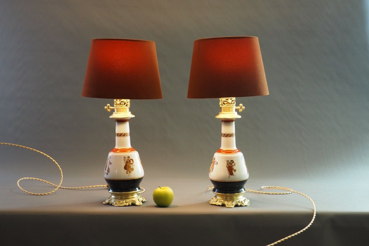 Paire de lampes à huile à décor mythologique – France vers 1820–1850-photo-2