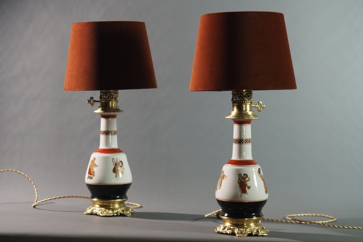 Paire de lampes à huile à décor mythologique – France vers 1820–1850-photo-4