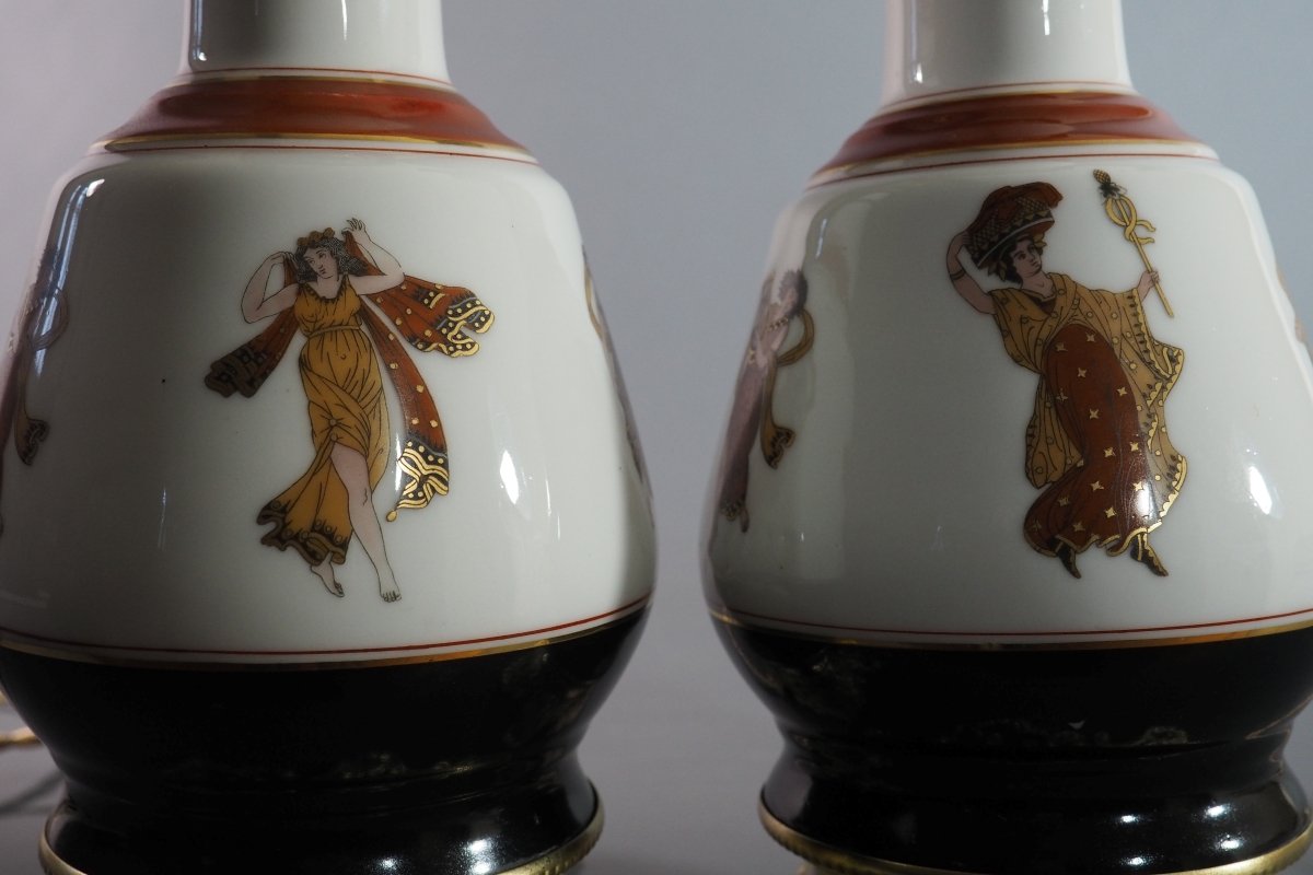Paire de lampes à huile à décor mythologique – France vers 1820–1850-photo-1