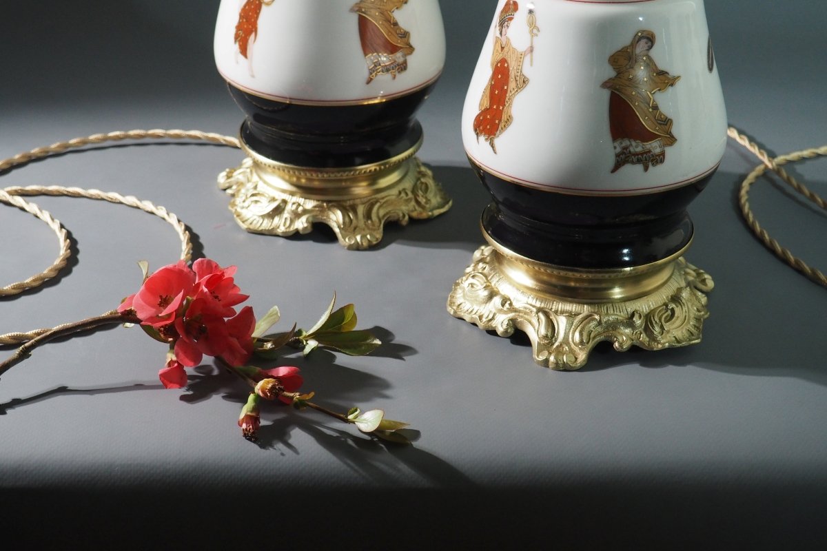 Paire de lampes à huile à décor mythologique – France vers 1820–1850-photo-2