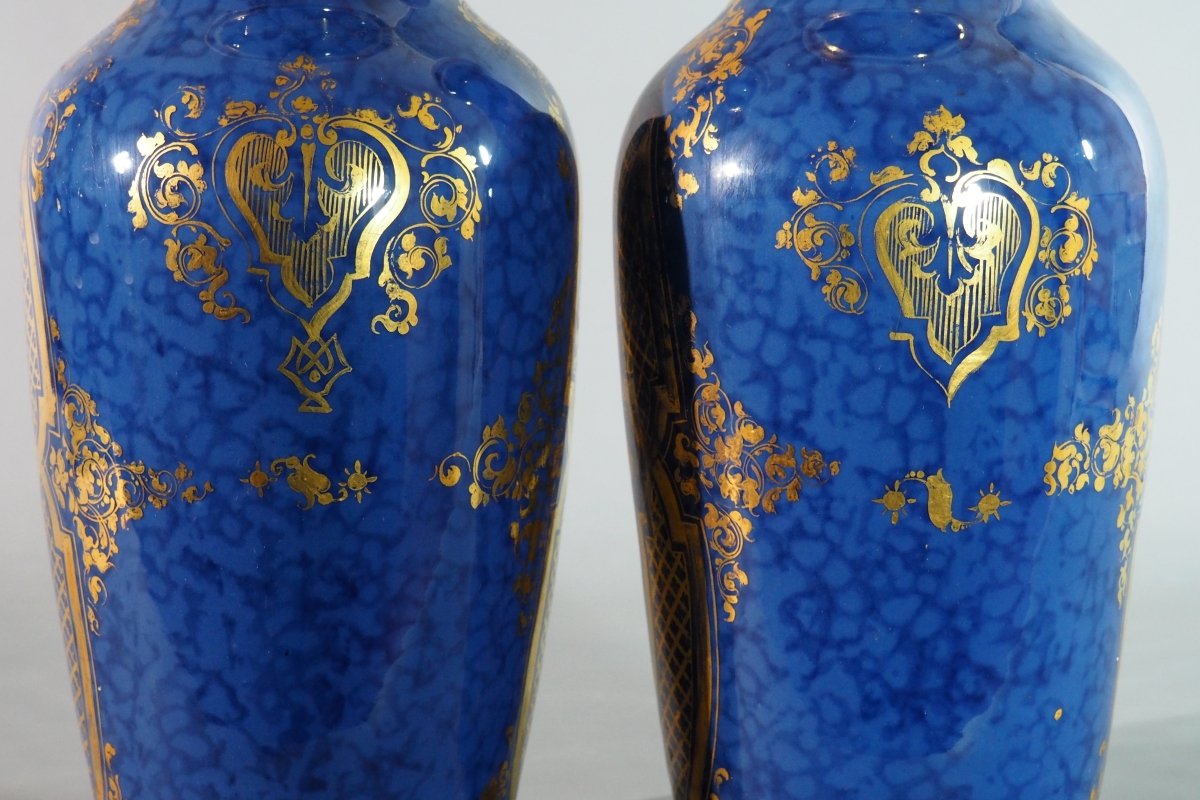 Paire de grands vases en porcelaine de Paris – milieu XIX siècle-photo-4