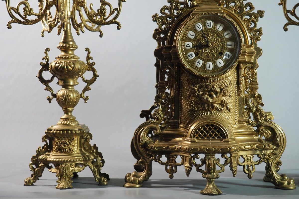 Grande garniture de cheminée – Néo-Renaissance- XIXe siècle-photo-4