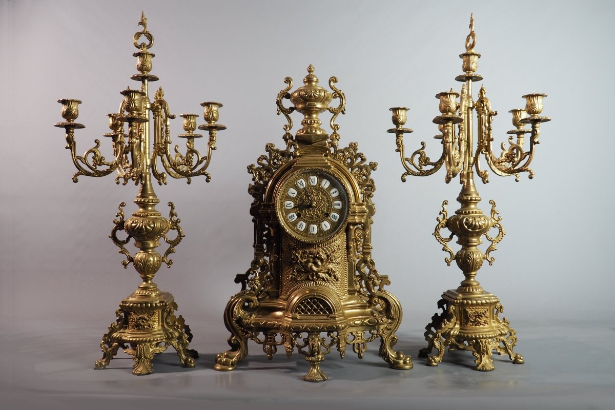 Grande garniture de cheminée – Néo-Renaissance- XIXe siècle