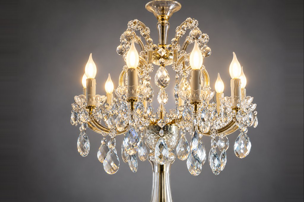 Grand lampadaire en cristal Bohême. Modèle Marie-Thérèse
