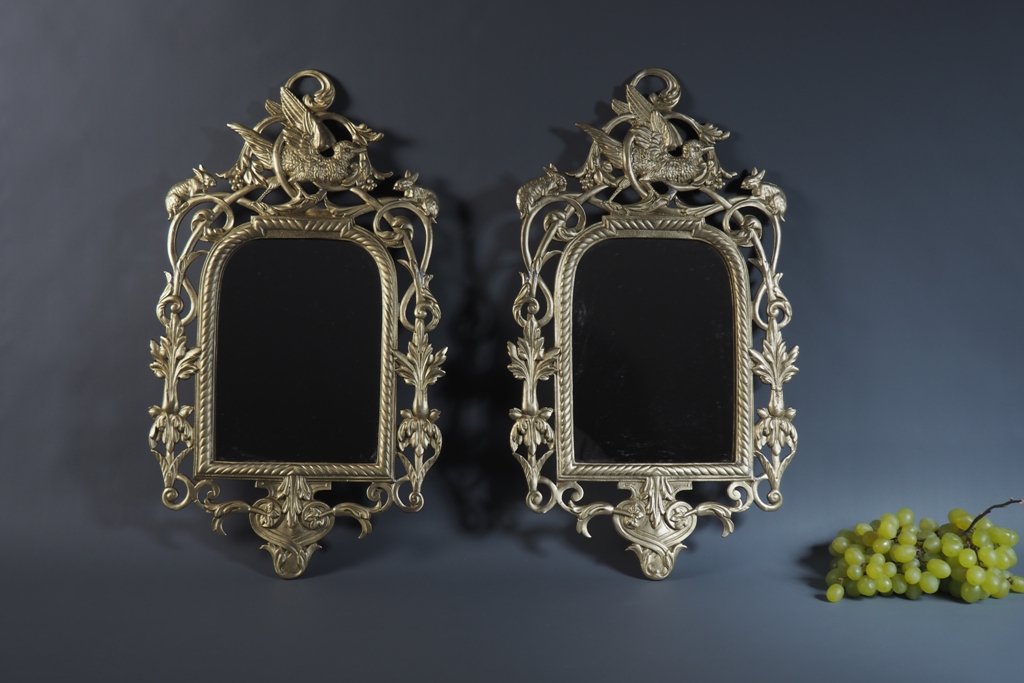 Paire de miroirs en bronze  XIX-photo-2