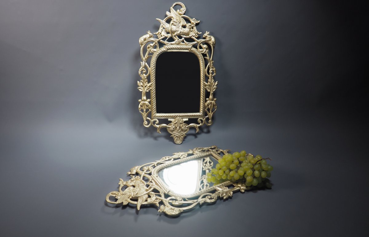 Paire de miroirs en bronze  XIX-photo-4