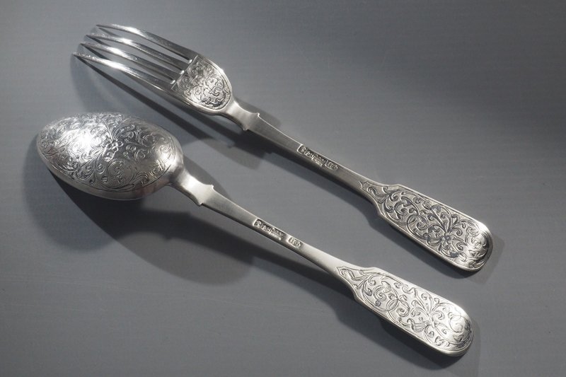 Paire de couverts en argent -  Russie 1865-photo-3