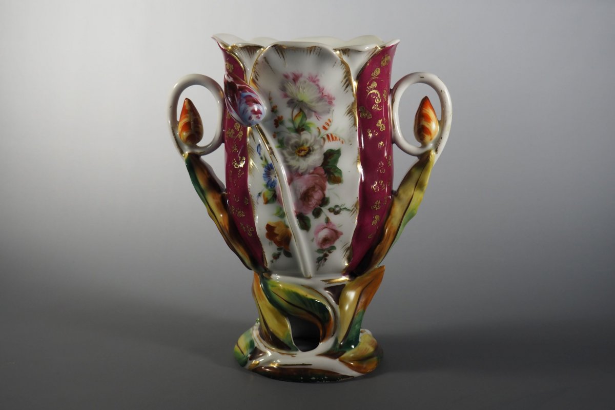 Vase de Mariage - Porcelaine de Paris, 19e Siècle.-photo-2