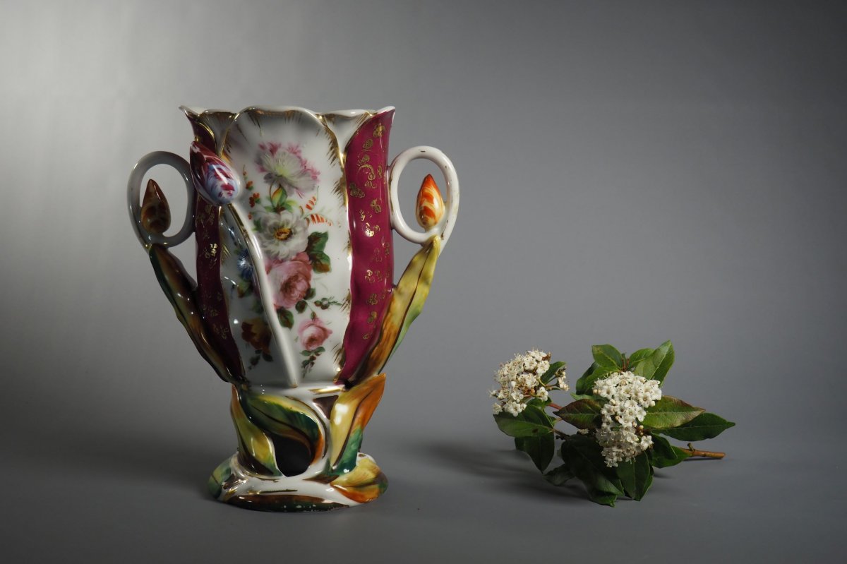 Paris Porcelain Wedding Vase, 19th Century.-photo-3