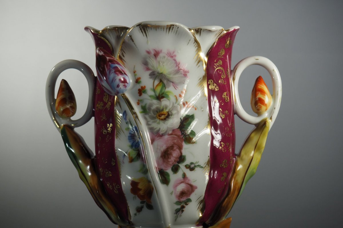 Vase de Mariage - Porcelaine de Paris, 19e Siècle.-photo-4