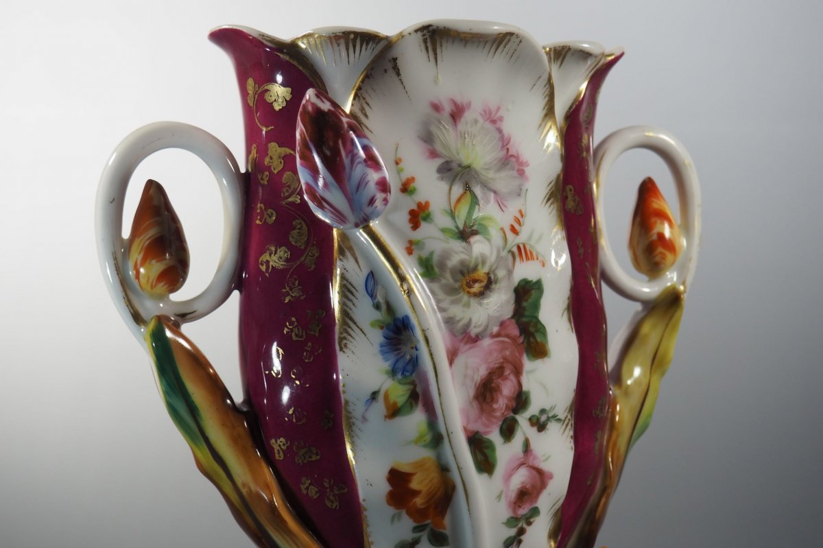 Vase de Mariage - Porcelaine de Paris, 19e Siècle.-photo-1