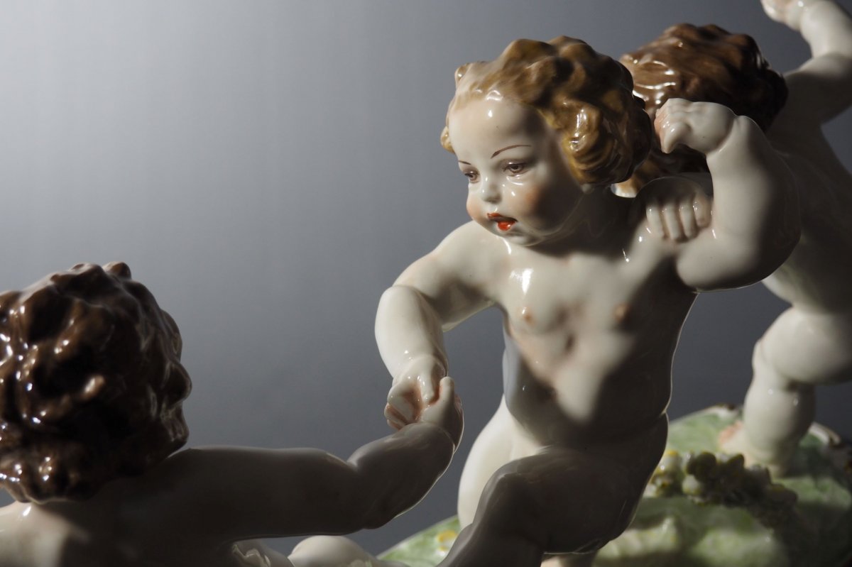 Putti - Statuette porcelaine -Allemagne,  Hutschenreuther,  Karl Tutter 1920-1930-photo-2