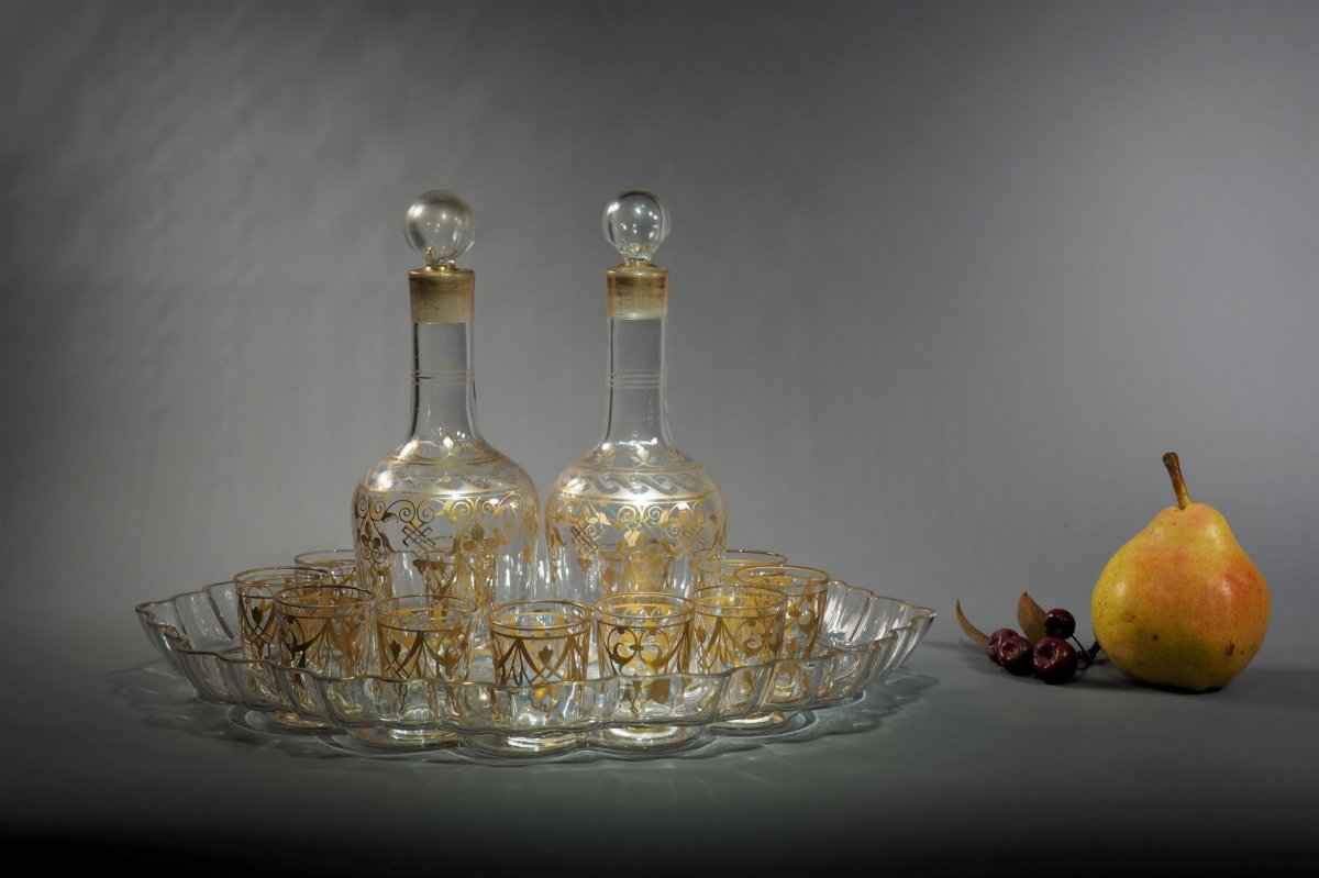 Golden Crystal Liqueur Service Napoleon III Period-photo-2