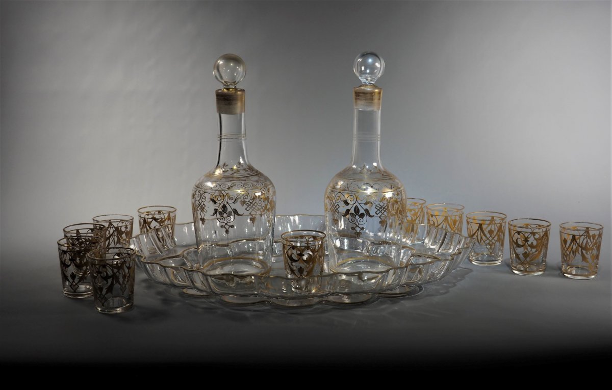 Golden Crystal Liqueur Service Napoleon III Period-photo-4