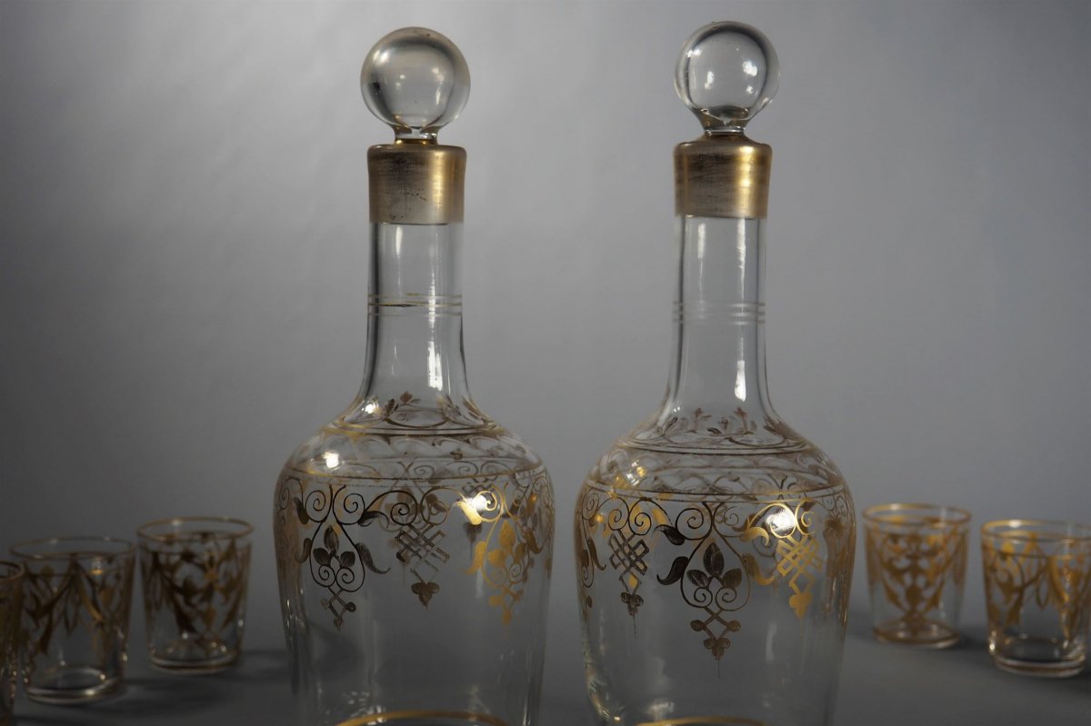 Golden Crystal Liqueur Service Napoleon III Period-photo-2