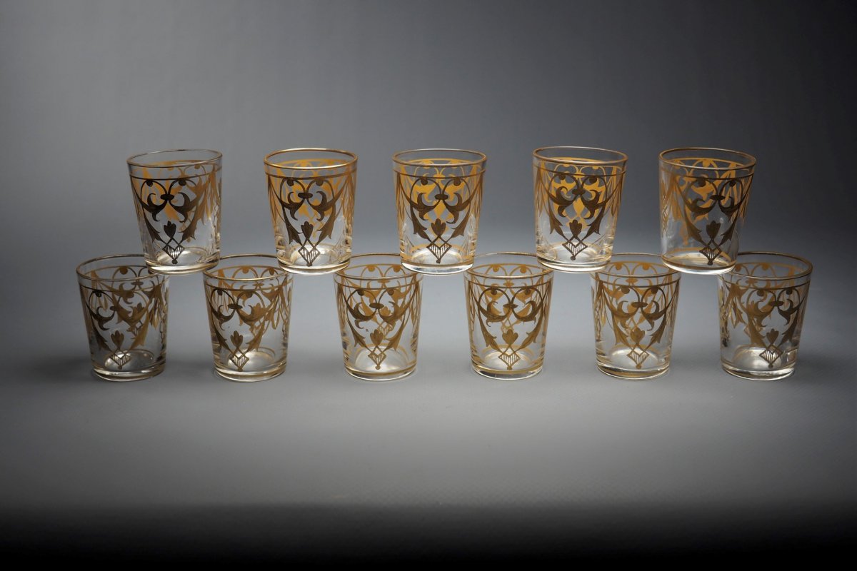 Golden Crystal Liqueur Service Napoleon III Period-photo-4