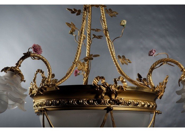 Lustre 5 Lumières - Bronze doré et cristal - France, fin du XIXe -photo-7
