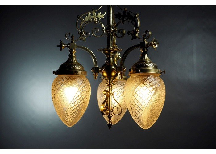 Lustre en bronze et cristal taillé  France fin du XIXe-photo-2