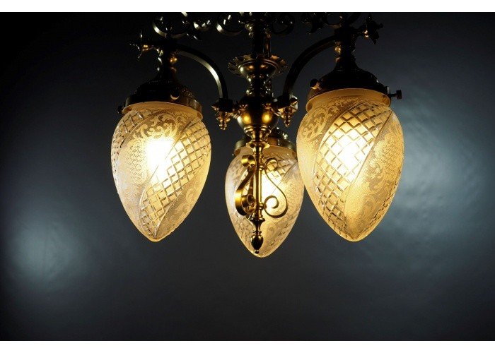 Lustre en bronze et cristal taillé  France fin du XIXe-photo-3