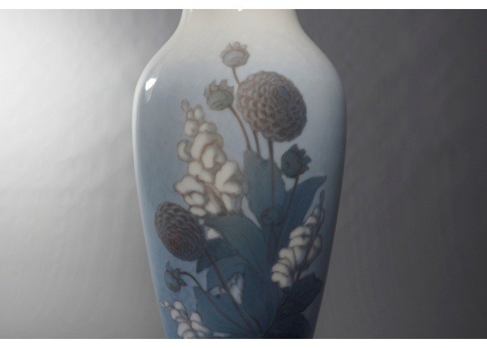 Enamelled Polychrome Porcelain Vase Signed Catherine Helene Zernichow -photo-3