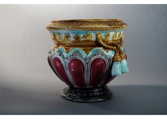 Polychrome Barbotine Earthenware Planter-photo-1