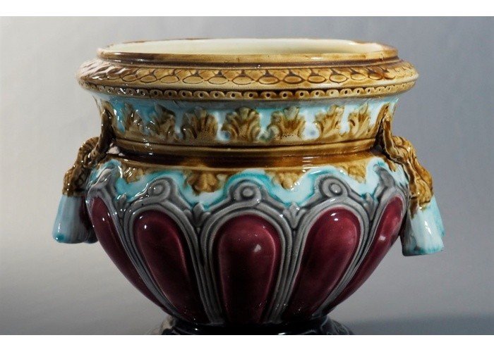 Jardinière - Cache pot  en faïence barbotine - France, 19ème-photo-7
