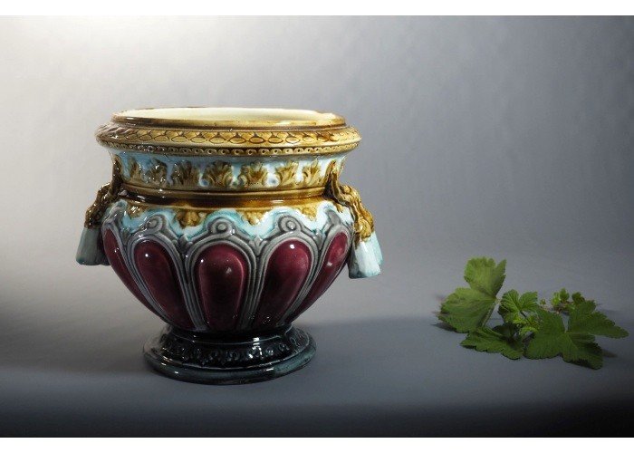 Polychrome Barbotine Earthenware Planter