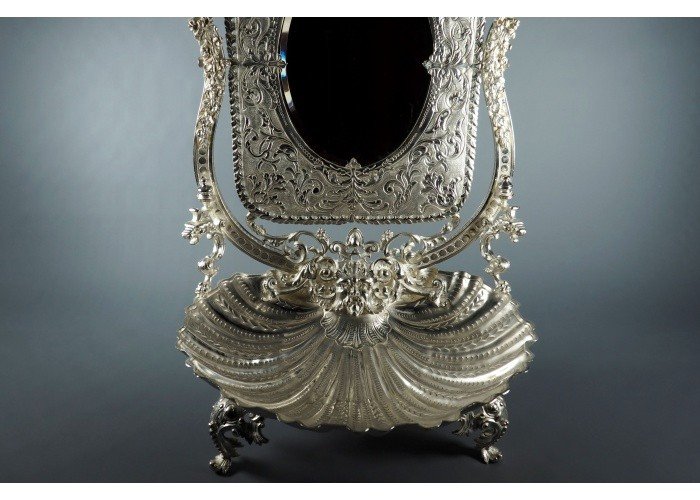 Miroir en bronze argenté -  Style Renaissance - 19ème-photo-2