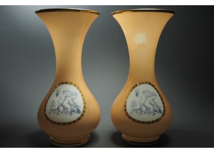 Paire de vases opaline - Charles X-photo-2