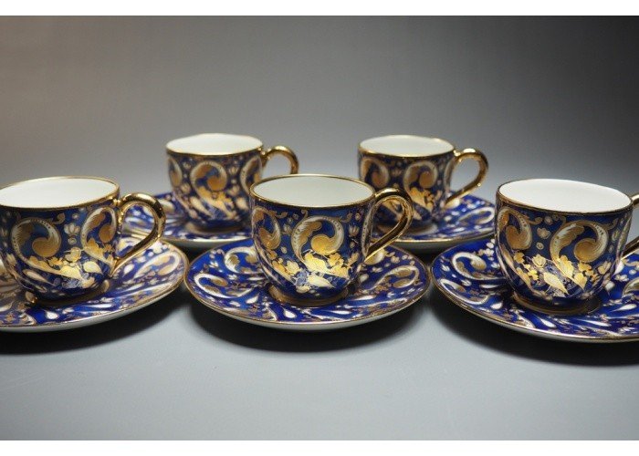 5 Le Tallec Porcelain Cups And Undercups