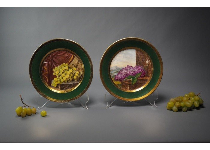 6 assiettes décoratives en porcelaine polychrome et dorée-photo-4