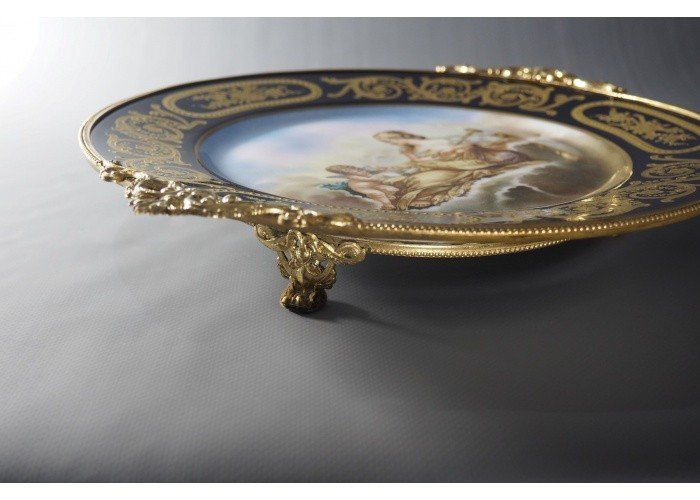 Enamelled And Gilded Porcelain Cup On Gilt Bronze Frame-photo-2