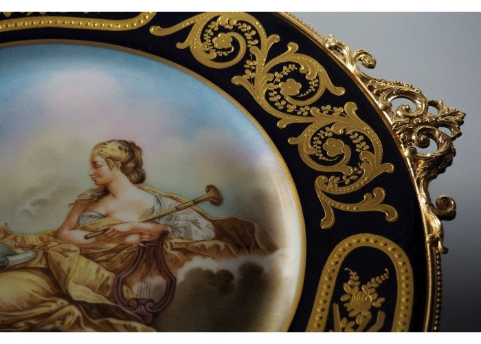 Enamelled And Gilded Porcelain Cup On Gilt Bronze Frame-photo-4