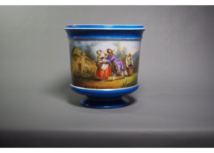 Cache-pot en porcelaine polychrome et dorée - Napoléon III-photo-2