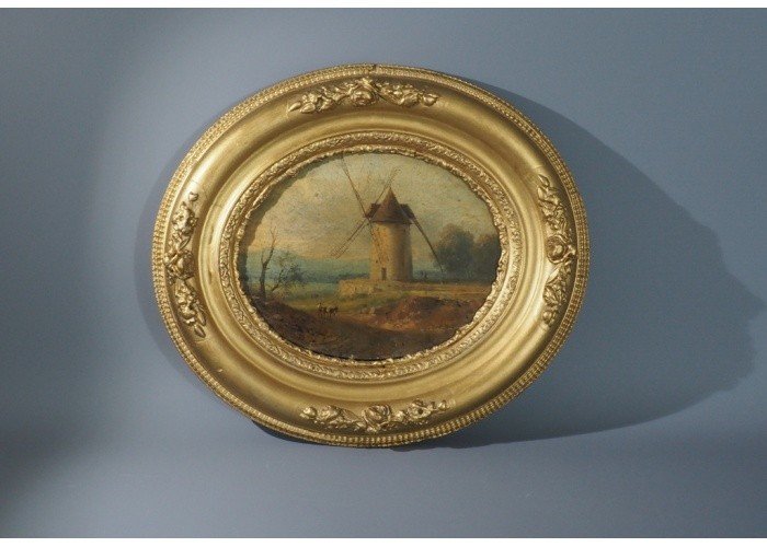 Oil On Cardboard, French School Of The 19th Century-photo-2