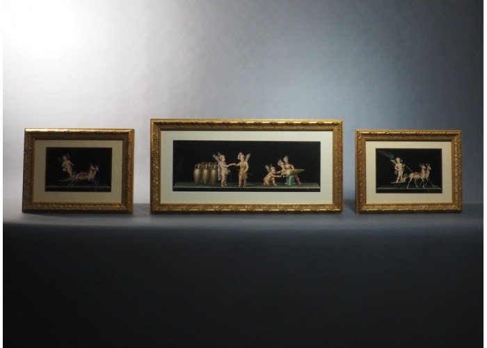 Trio Of Watercolors, "neapolitan Cupids" A. Bisogno-photo-2