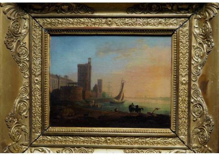 Oil On Canvas, The Harbour Under The Sunset-photo-3