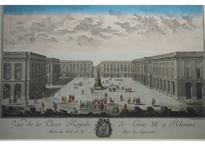 Gravure XVIII - Reims, place royale avec la statue de Louis XV -photo-1